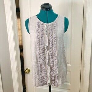 J. Crew Ruffle Sleeveless Grey Casual Summer Lightweight Tank Top